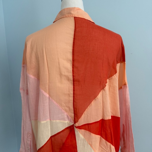 Free People Rainbow Rays Button Up Oversized Tunic Size XS - Picture 6 of 10